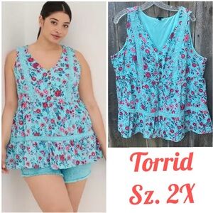 Torrid Babydoll Crochet Inset Tiered Tank Sz. 2X